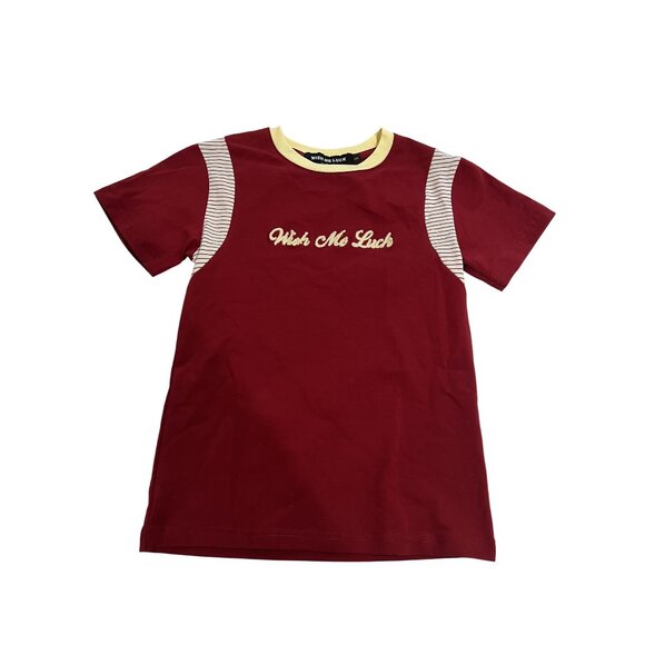 Wish Me Luck Durene Baby Tee in Red - Picture 1 of 4